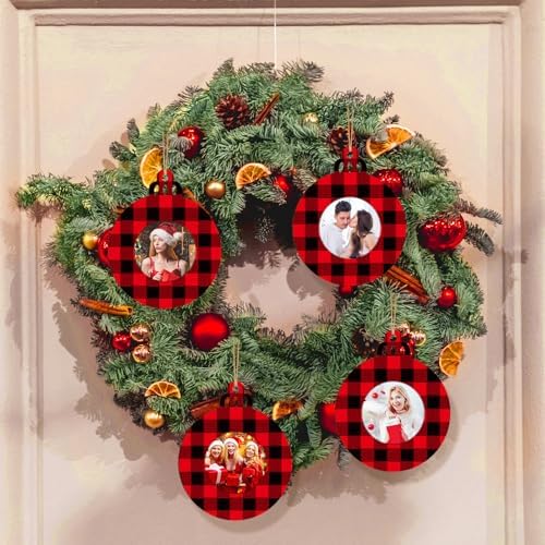 Jetec 12 Pcs Wooden Christmas Photo Frame Ornaments Red Black