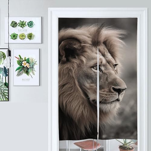 Wildlife Lion Door Cover Curtain 57x17 Inches