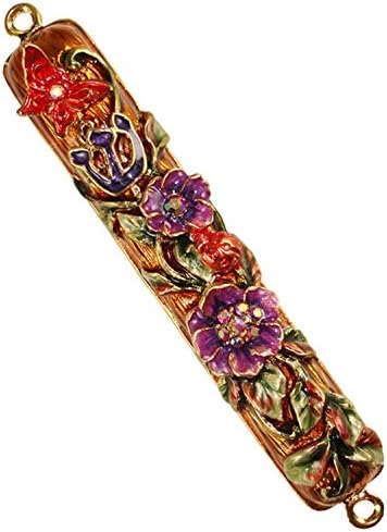 Beautiful Floral Enameled 4 Inch Mezuzah