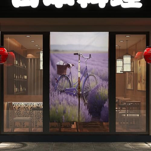 Lavender Field Bike Door Curtain Panel 17x57 Inch