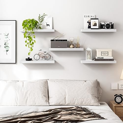 Fixwal 158in Floating Shelves White 5 Pack