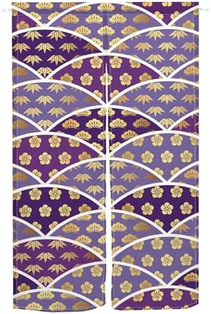 Long Japanese Noren Curtain 34x60 with Flower Design