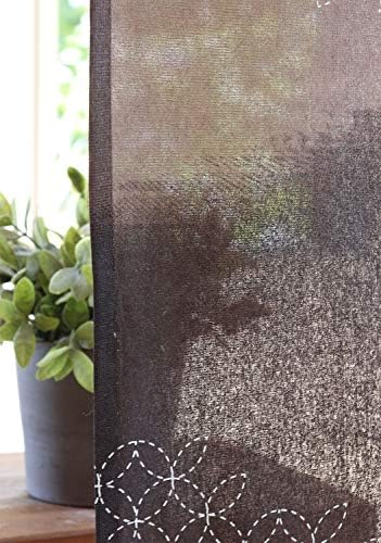 SunnyDayFabric Dooryway Curtain W335 x L59 Tapestry Japanese Noren Blur Brown