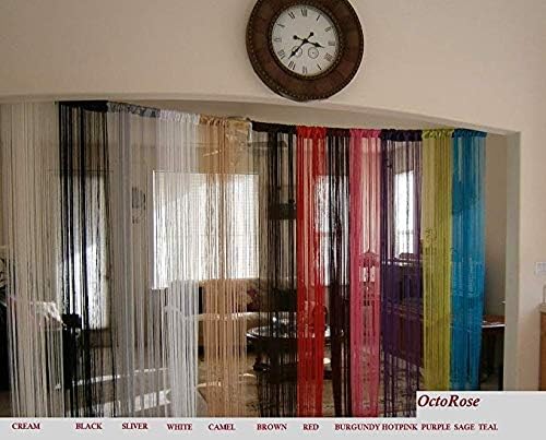 OctoRose Sexy String Thread Fringe Curtain Panel 40x110 Inch Cream