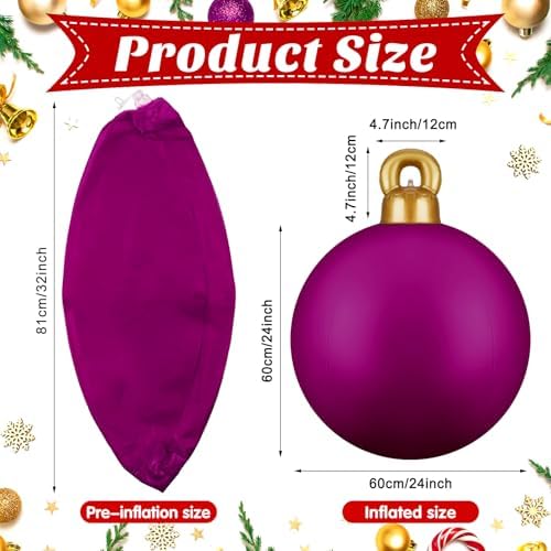 Jetec 4 Pcs 32 Inch Purple Inflatable Christmas Decor Ball