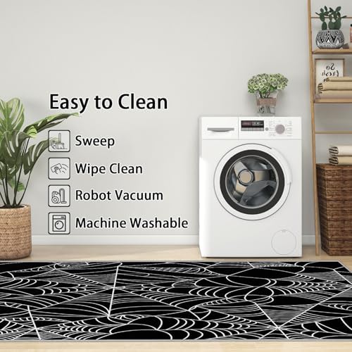 Gothic Spiderweb Area Rug - 3x4 Black and White Design