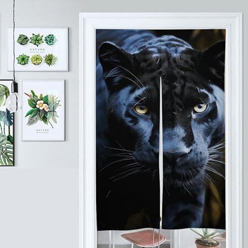 Panther Door Curtain with Blue Eyes 57 X 17 Inches