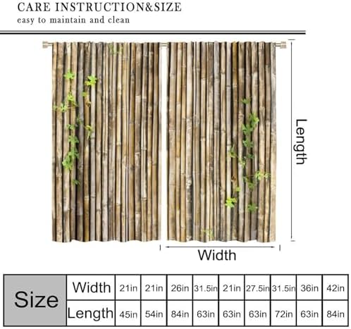 YSWOW Bamboo Blackout Curtains 2 Panels 42x45 Inch