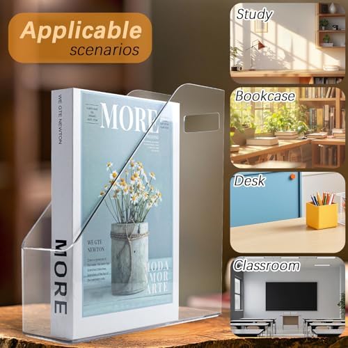 2 Pack Acrylic Magazine Holder with Handle for Desk Organization