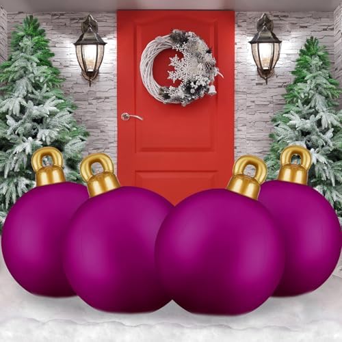 Jetec 4 Pcs 32 Inch Purple Inflatable Christmas Decor Ball