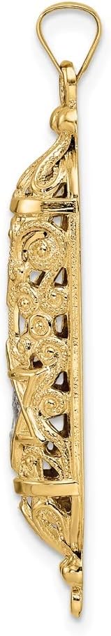 FJC Finejewelers 14Kt Yellow Gold Mezuzah Charm 40x8mm