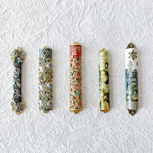 Exquisite Jerusalem Enamel Mezuzah - Premium Metal Design