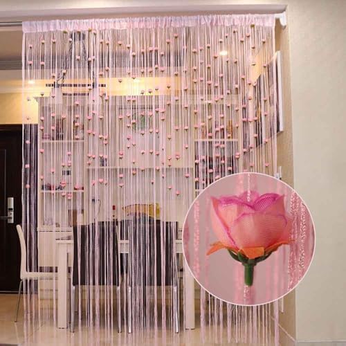 Doorway Beads Curtain with Rose Design Purple 118x79in
