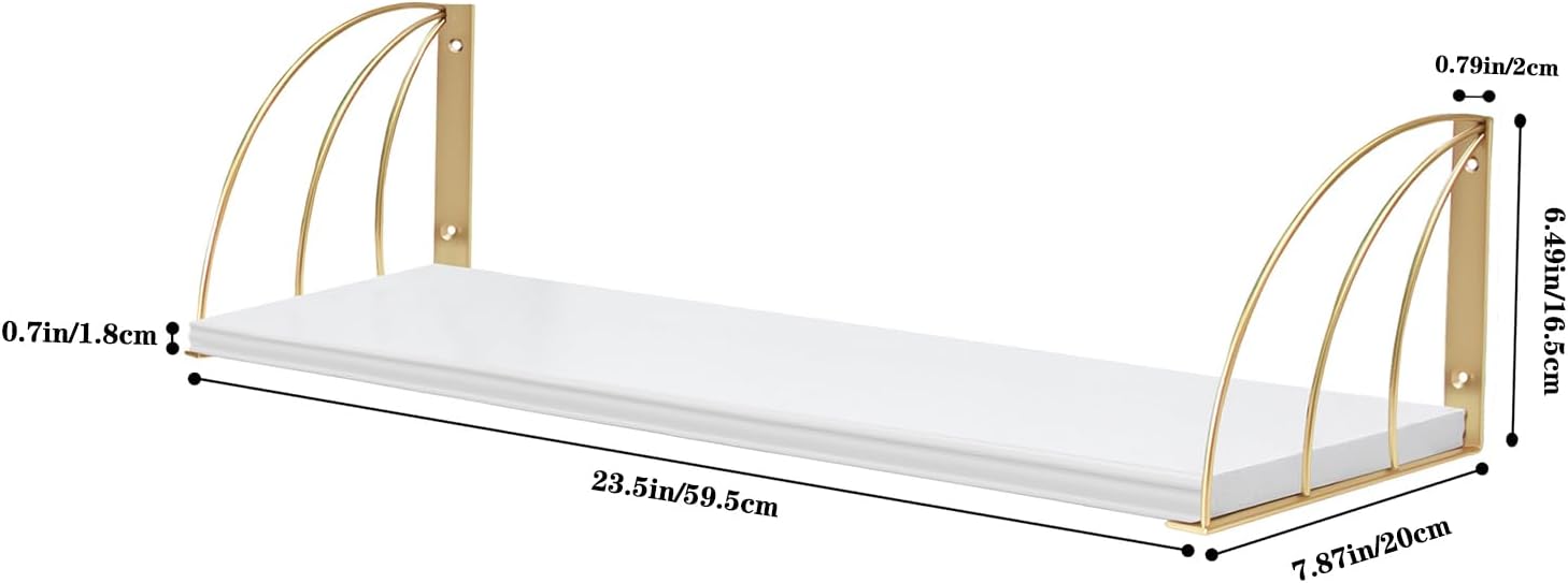 White Gold Floating Bookshelf Set of 2