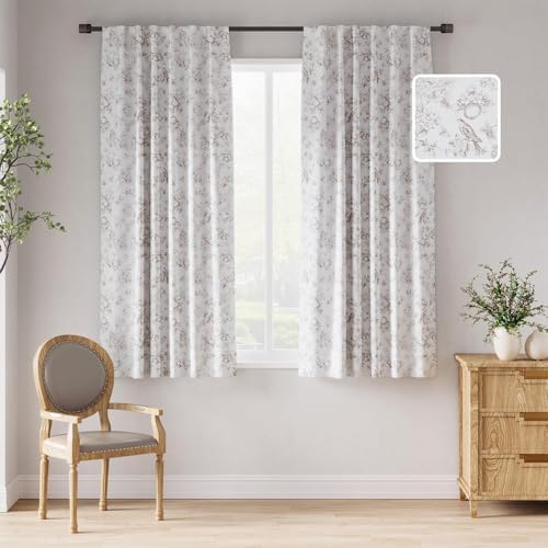 Jinchan 95 Blackout Floral Curtains 63 Inch Length Set