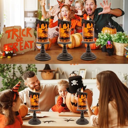 Halloween Snow Globe LED Candle with Timer Glitter