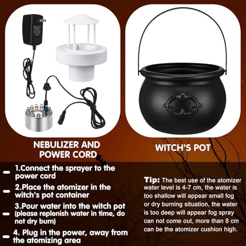 Wettarn Halloween Cauldron with 12 LED Lights and Mist Maker