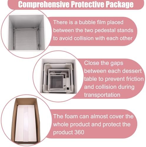 Premium White Square Pedestal Stands Set of 5