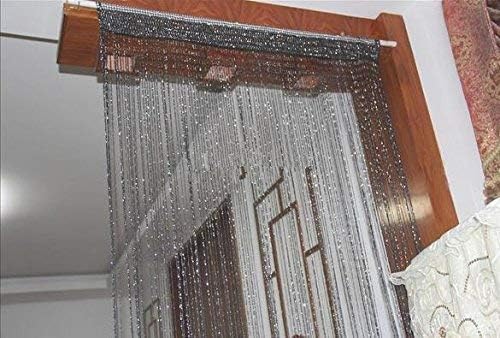 Topixdeals Black Curtain with Silver Ribbon Strip Tassel