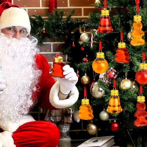 Patelai 24 Pcs Christmas Booze Balls Clear Shot Glasses Hanging Ornaments