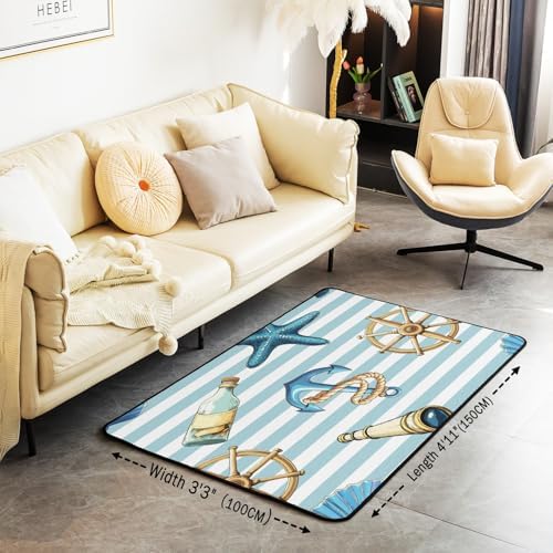 Nautical Area Rug 411 x 33 Ocean Rug for Kids