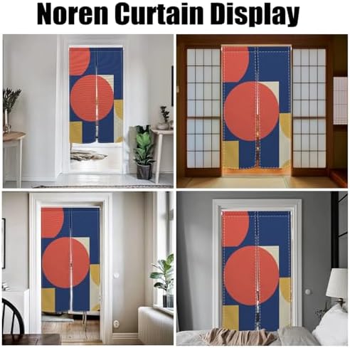 Leowefowa Japanese Door Curtain Noren Red Circle Traditional Artistic Painting Tapestries