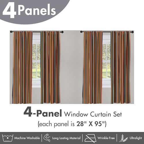 Ambesonne Striped Window Curtains Pack of 2