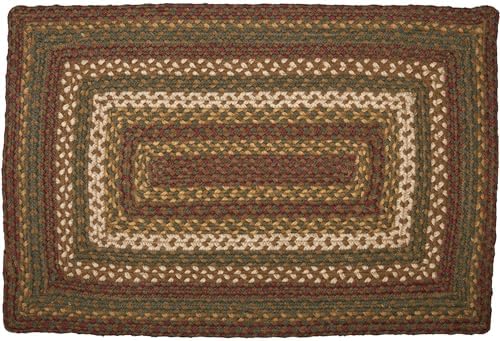 VHC Brands Tea Cabin Rustic Jute Green Striped Area Rug 20x30