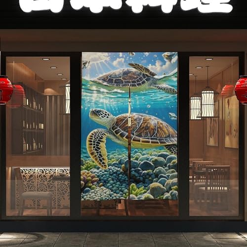 Sea Turtles Painting Door Curtain 57x17 Inches