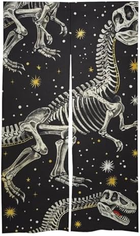 Dinosaur Skeleton Door Curtain Split Panel 17x57 Inch