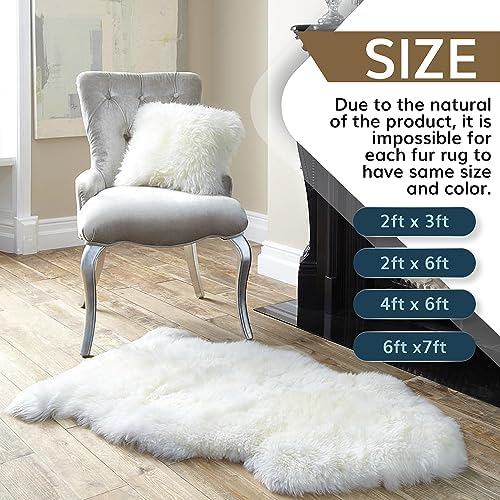 WaySoft New Zealand Sheepskin Area Rug - Ivory 2ft x 3ft