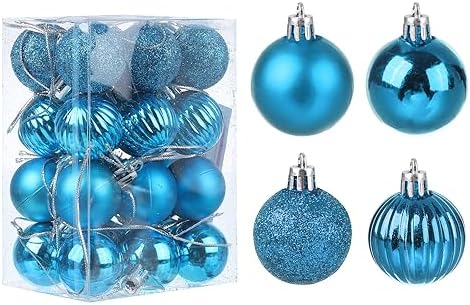 Uxcell 24Pcs Lake Blue 118 Christmas Balls Ornaments