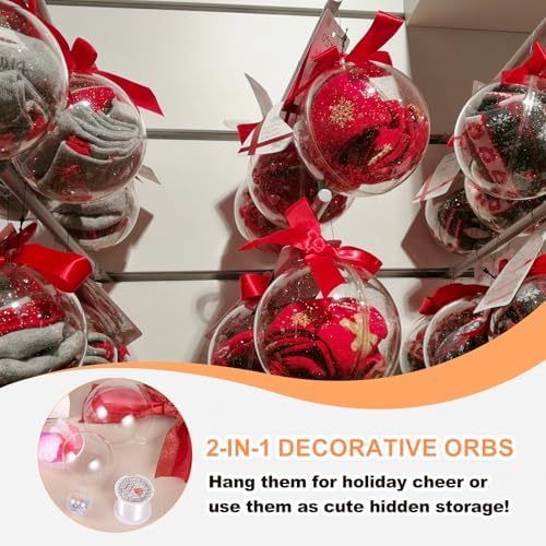 MECCANIXITY 16 Inch Clear Ornament Ball with Wire 12pcs