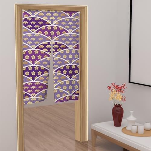 Long Japanese Noren Curtain 34x60 with Flower Design
