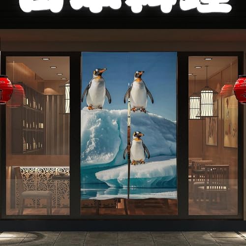 Penguins On Iceberg Door Curtain 57x17 Inches