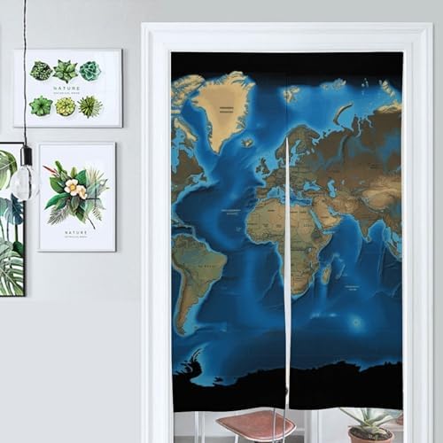 DWVSFJM World Map Door Curtain 57x17 Inches