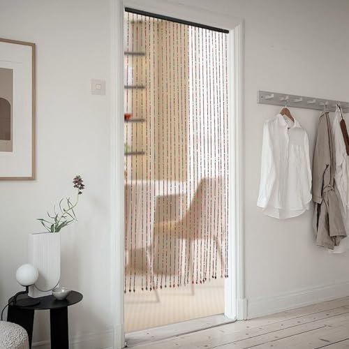Eapmic Wood Bamboo Beaded Curtain Panels