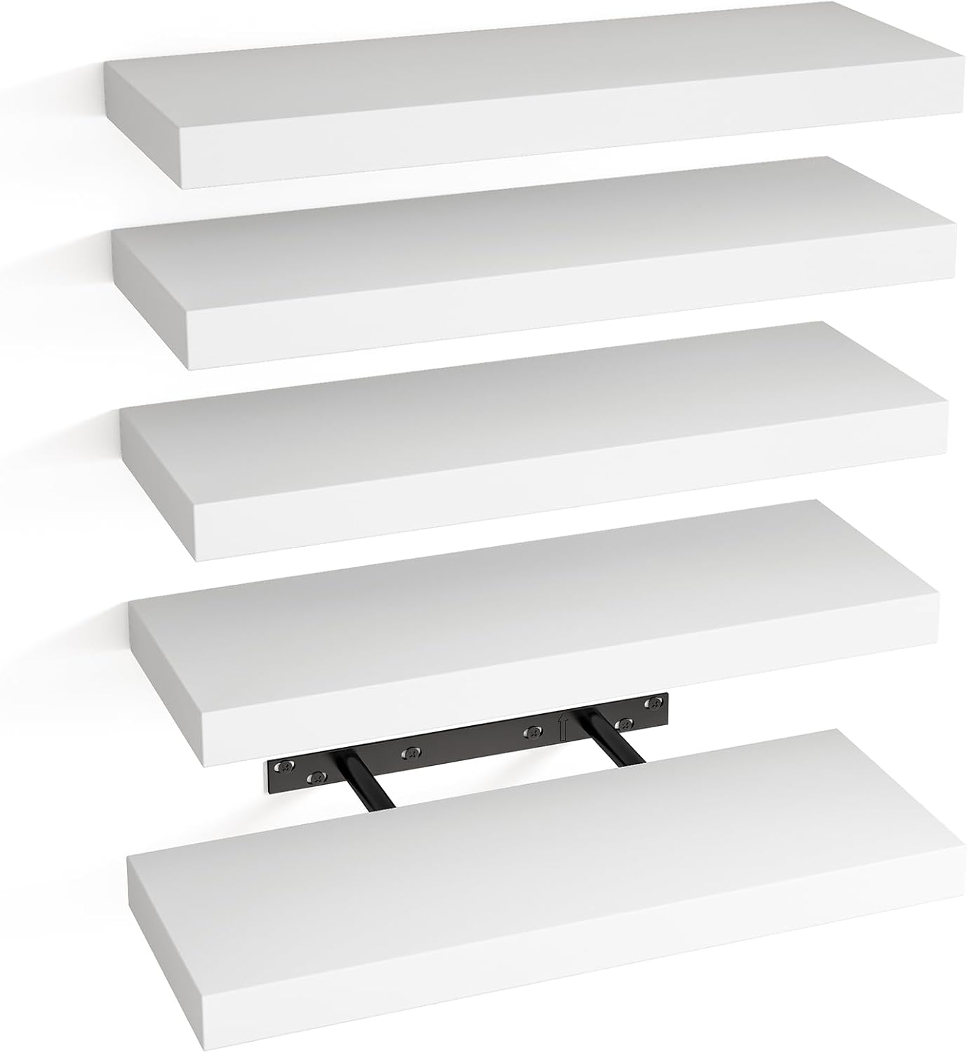 Fixwal 158in Floating Shelves White 5 Pack