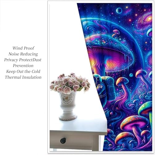 Abstract Mushroom Astronaut Blackout Curtains with Thermal Insulation