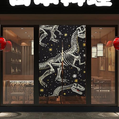 Dinosaur Skeleton Door Curtain Split Panel 17x57 Inch