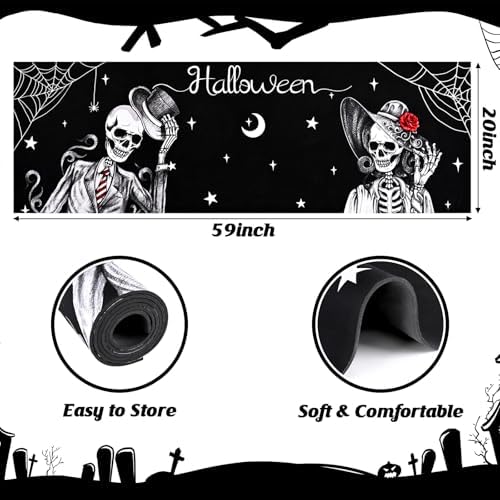 Likiyol Halloween Skull Couple Runner Rug Non Slip Washable 20x59