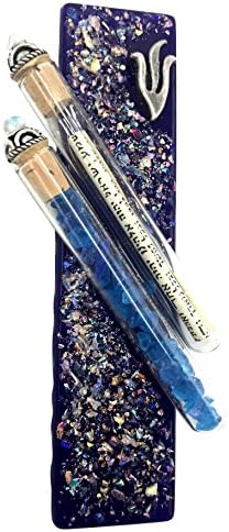 Tamara Baskin Art Glass Sparkling Wedding Mezuzah Blue