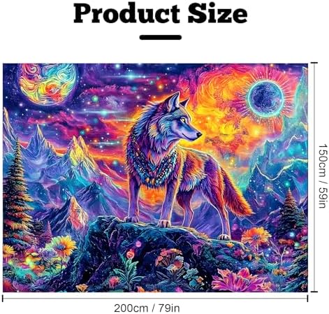 BVBOX Blacklight Wolf Tapestry 79x59 Wall Hanging Decor