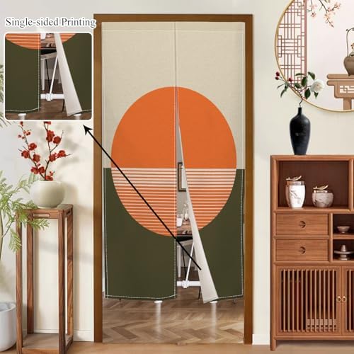 Leowefowa Japanese Style Noren Curtain Orange Sun Pattern 34x48