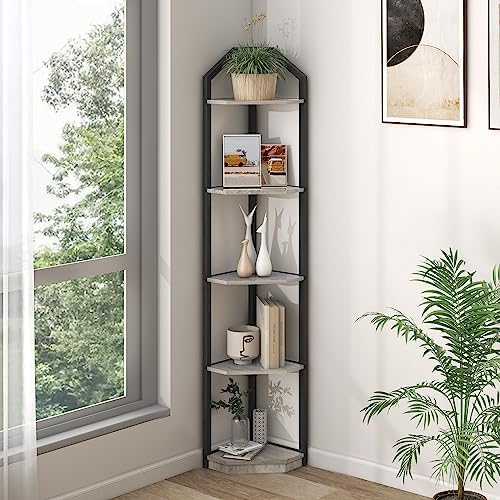 Fun Memories 5 Tier Corner Shelf Stand Grey