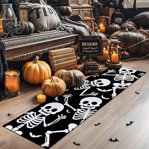 Likiyol Halloween Runner Rug with Skeleton Design