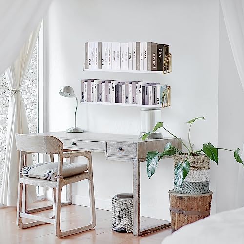White Gold Floating Bookshelf Set of 2