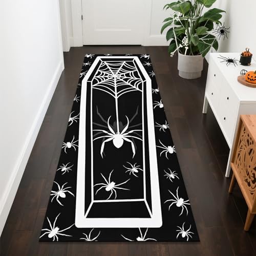ASPMIZ Halloween Runner Rug Black Gothic Design