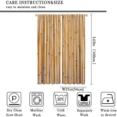 Bamboo Curtains 2 Panel Set 42x63 Inches