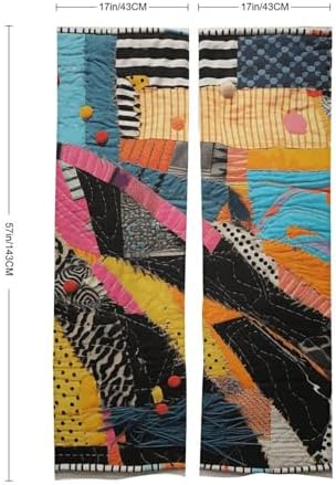 Colorful Quilt Split Door Curtain 17x57 Inches